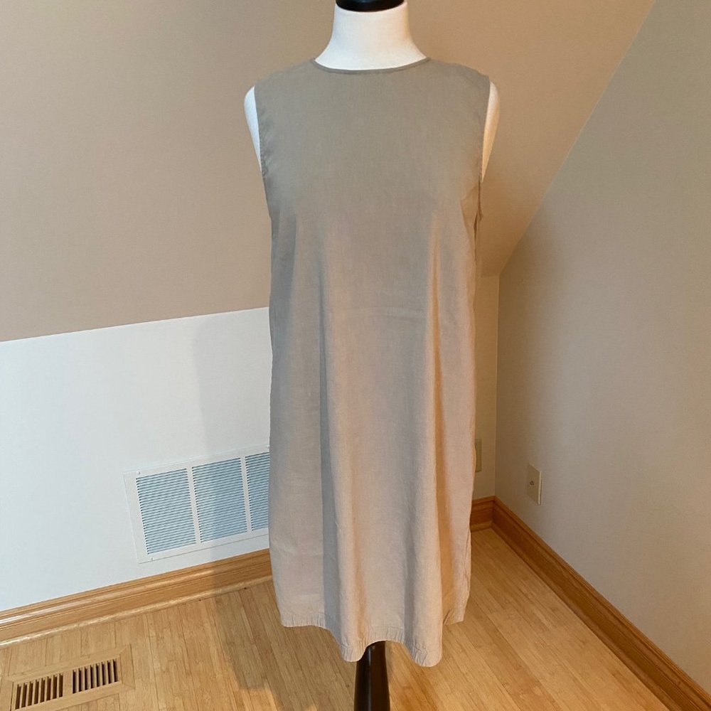 Theory "Keshelle" Lace-Up Back Shift Dress crunch-wash linen